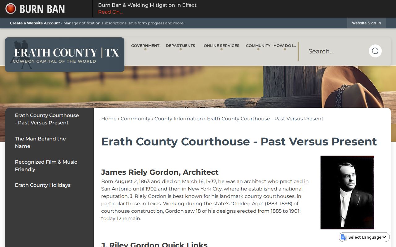 Erath County court docket courthouse past and present